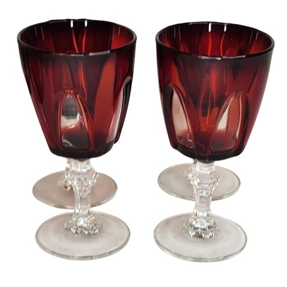 Cristal DArques Durand Ruby Wine Glasses Set Of 6 Gothic Arches Discontinued - Picture 11 of 12